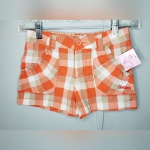 NWT Girl's Skechers Orange and Tan Plaid Print Shorts
